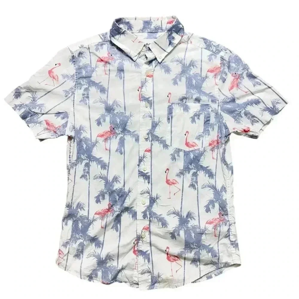 Goodfellow Men’s Flamingo Print Short Sleeve Button-Down Shirt - Casual …